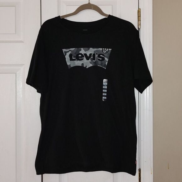 Levi's  black gray camo camoflauge logo tshirt Sz L NWT - Picture 1 of 5
